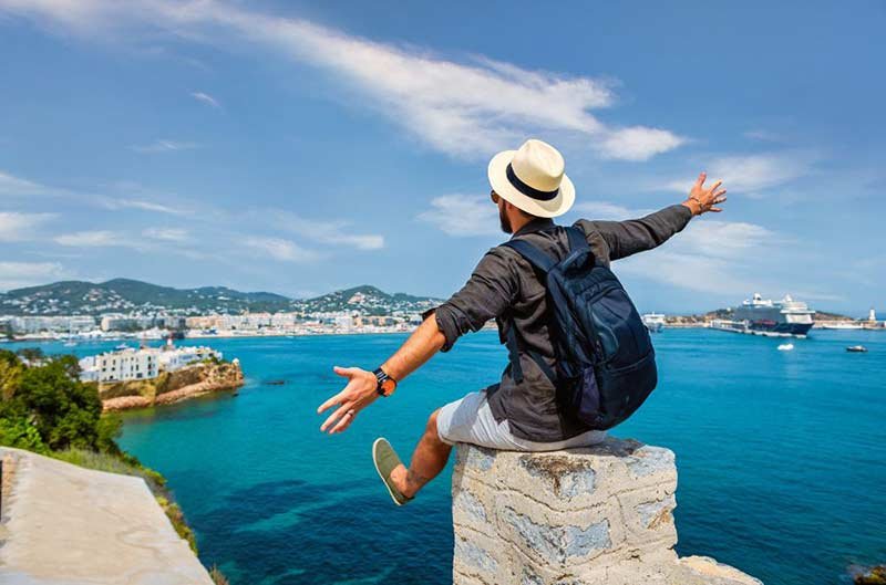 A man is enjoying with lake